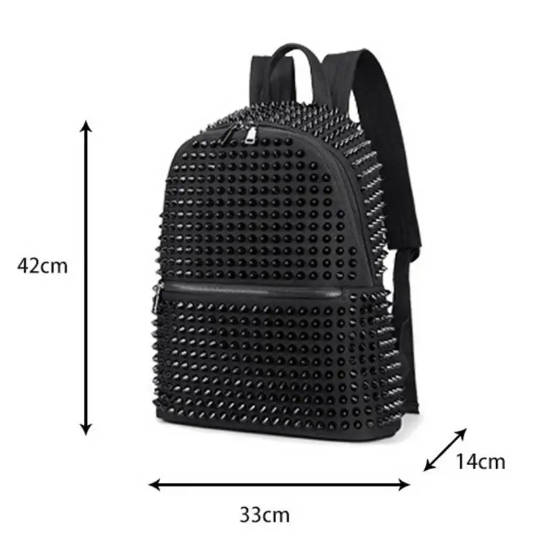 Femlion Punk Style Canvas Backpack - Large Capacity Rivet Laptop Rucksack