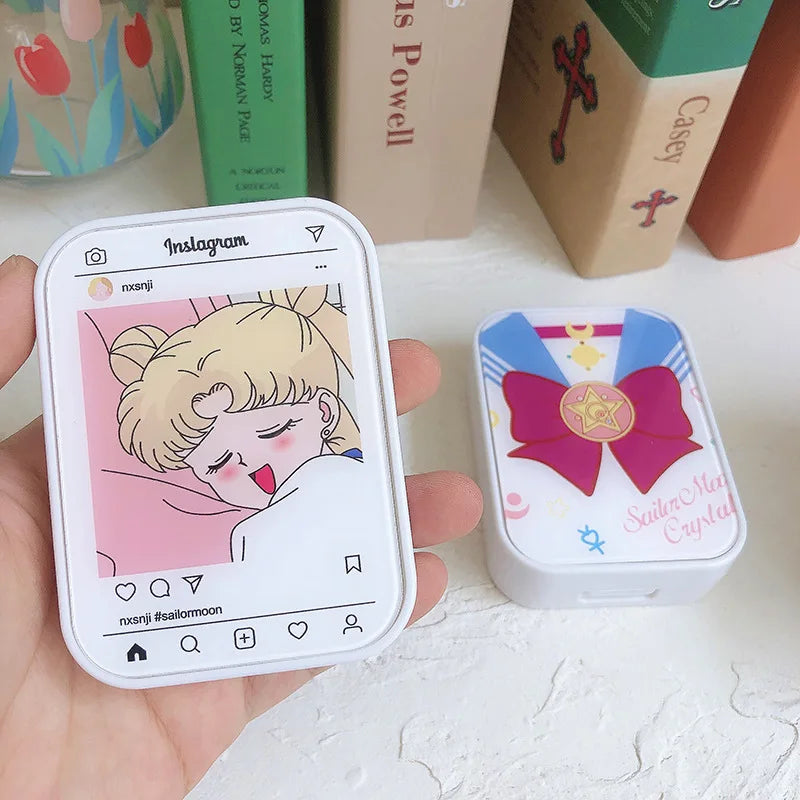 Femlion Pink Series Contact Lens Case Box Mirror Cartoon Container Travel Set