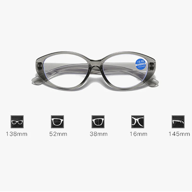 Femlion Ultra-Light Anti-Blue Light Reading Glasses for Unisex, Diopter +1.0 to +4.0