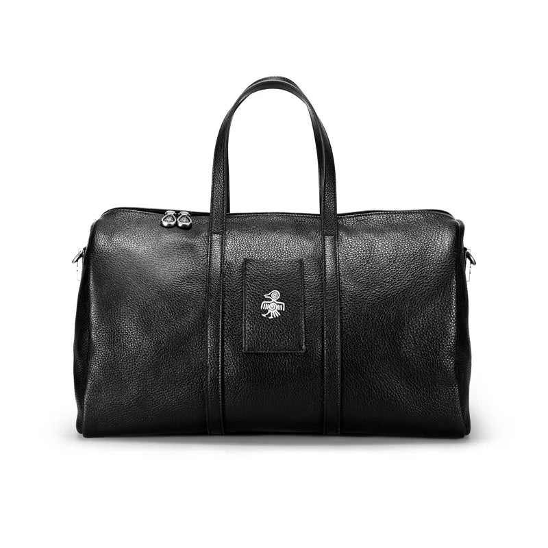 Femlion Black Leather Women's Travel Tote Bag - Spacious & Durable Handbag