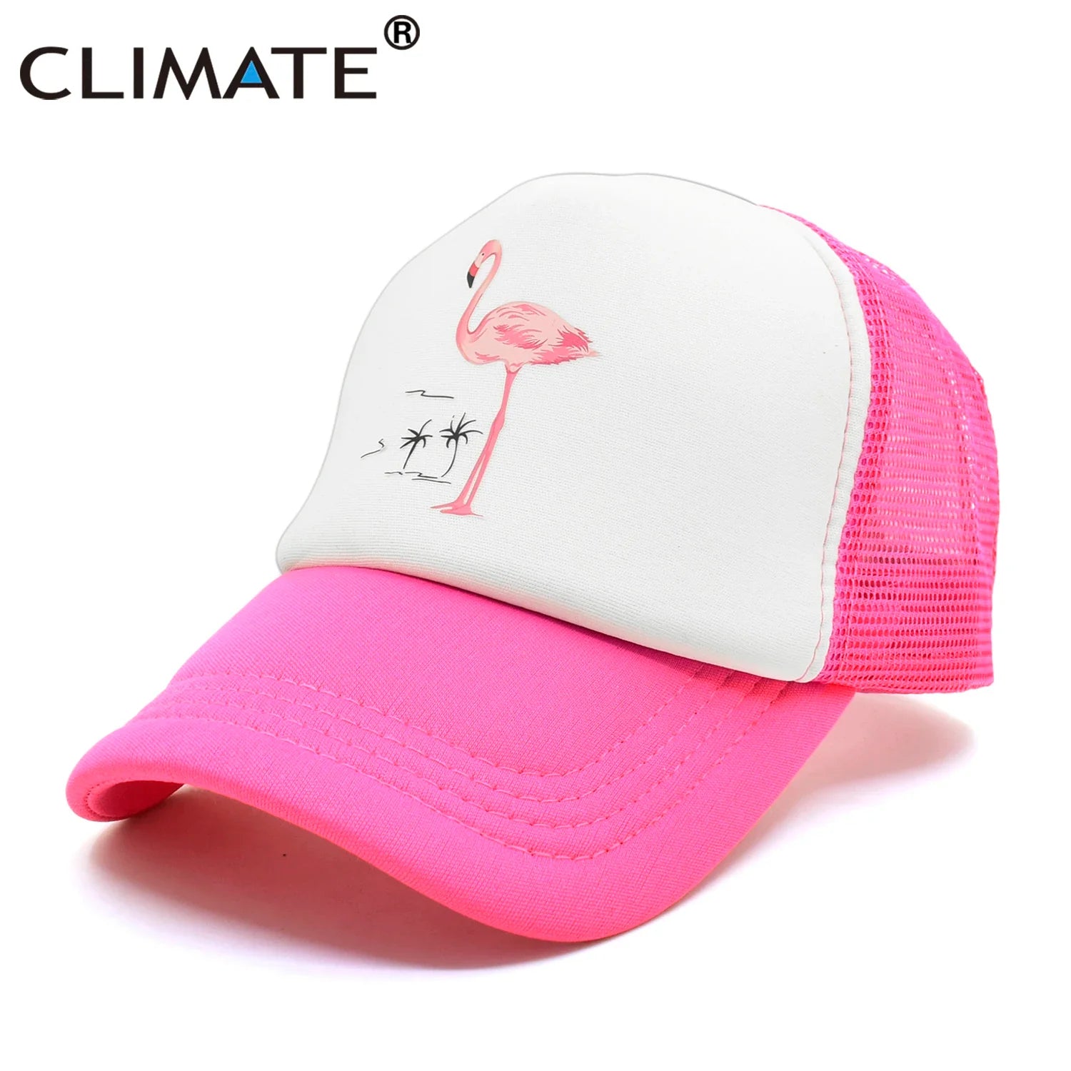 Femlion Pink Rose Flamingo Cap | Girls Women Hip Hop Mesh Baseball Hat