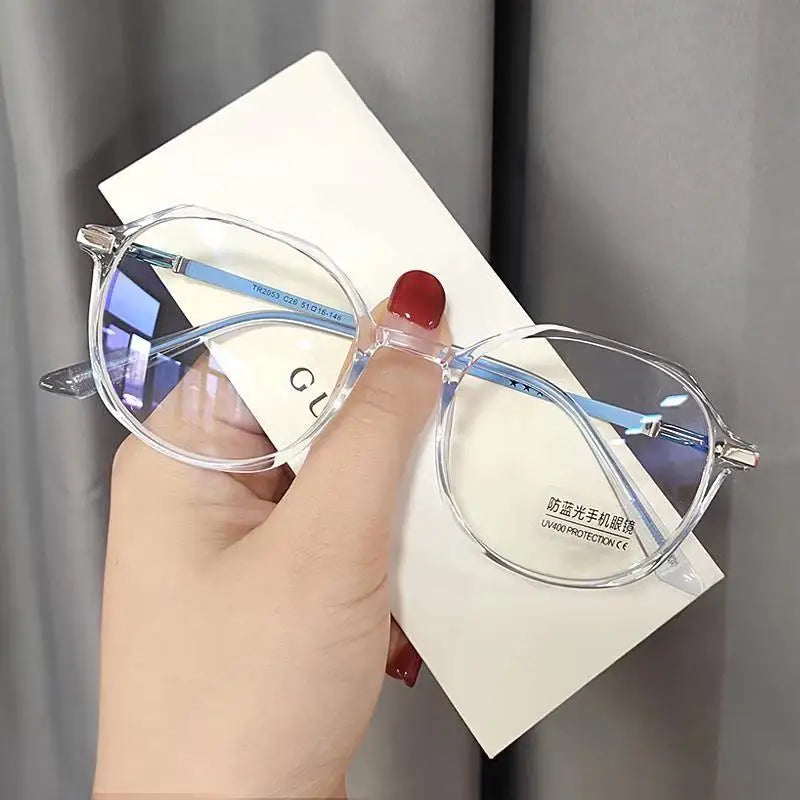 Femlion Anti Blue Light Irregular Polygon Sweet Frame Round Optical Glasses