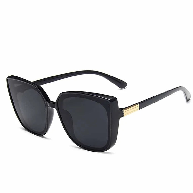 Femlion Vintage Big Cat Eye Sunglasses Black Mirror Sun Glasses Fashion Frame Sexy Female