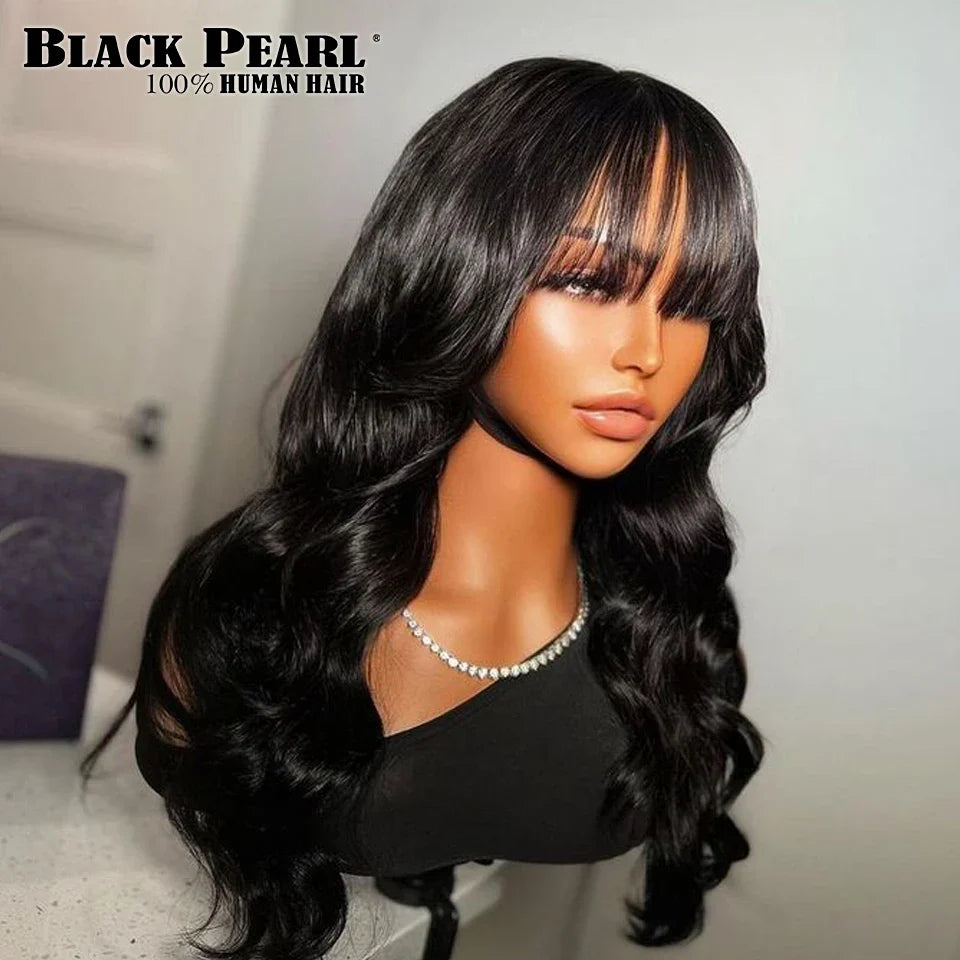 Body Wave Remy Human Hair Lace Front Wig With Bangs by Femlion