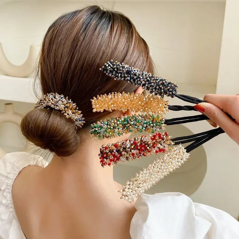 Femlion Elegant Crystal Pearl Hair Clips for Women and Girls - Korean Fashion Updo Barrettes