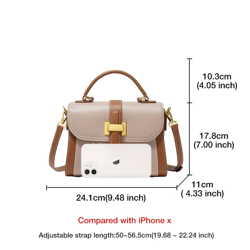 Femlion Small Leather Messenger Bag Crossbody Handbag for Women