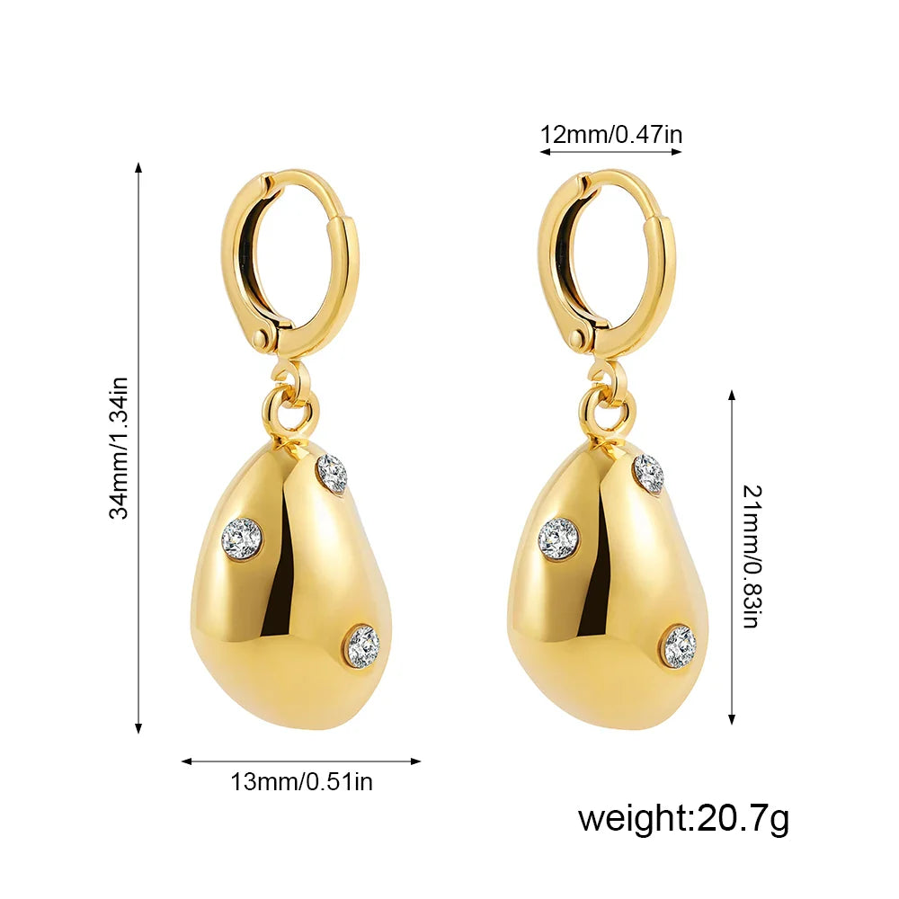 Femlion Irregular Mini Hoop Earrings Golden Glossy Circle Huggie Jewelry