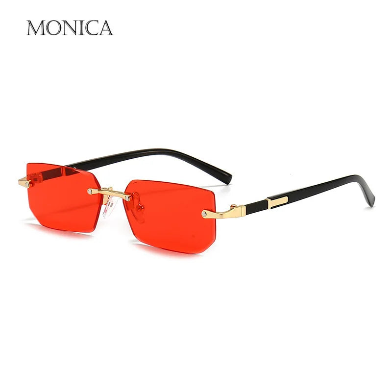 Femlion Classic Small Square Sunglasses for Men Women: Trendy Frameless Sun Glasses