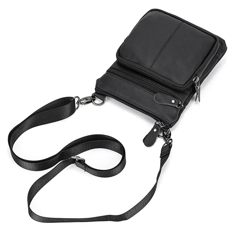 Femlion Men's Cowhide Crossbody Bag - Waterproof Small Shoulder & Waist Phone Pouch