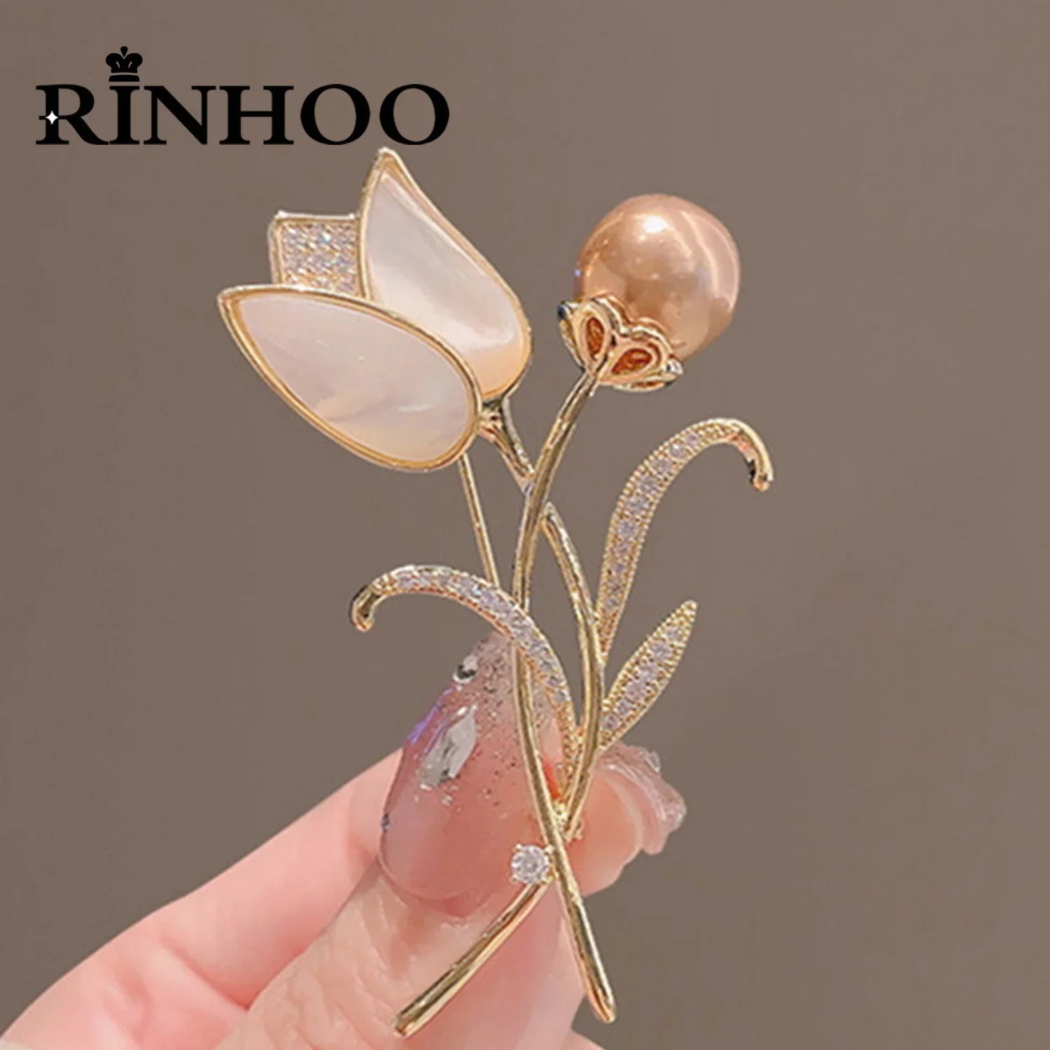 Femlion Shell Tulip Flower Brooch: Elegant Floral Lapel Pin for Wedding Party