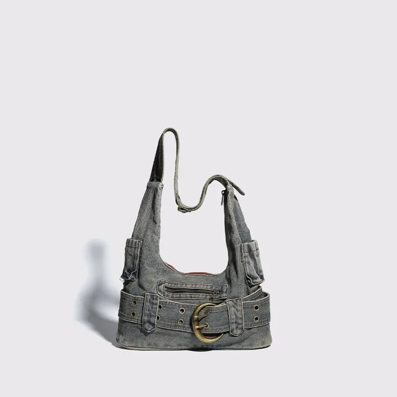 Femlion Denim Shoulder Bag: Stylish Women's Underarm Handbag for Fashionable and Versatile Looks