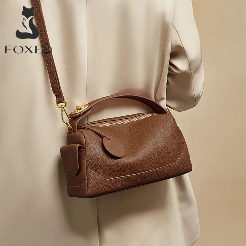 Femlion Cowhide Shoulder Bag: High Quality Women's Leather Tote & Crossbody Bags