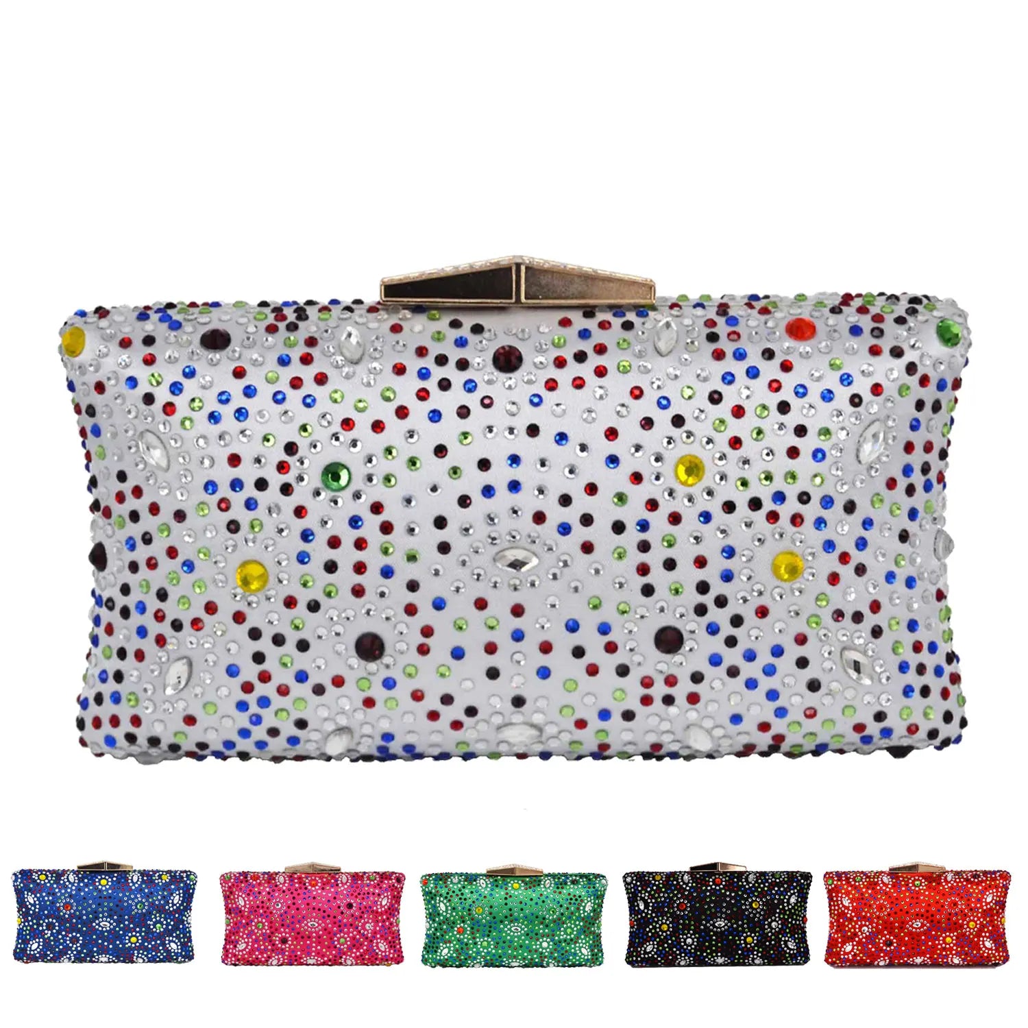 Femlion Crystal Diamond Evening Clutch Pochette Bag