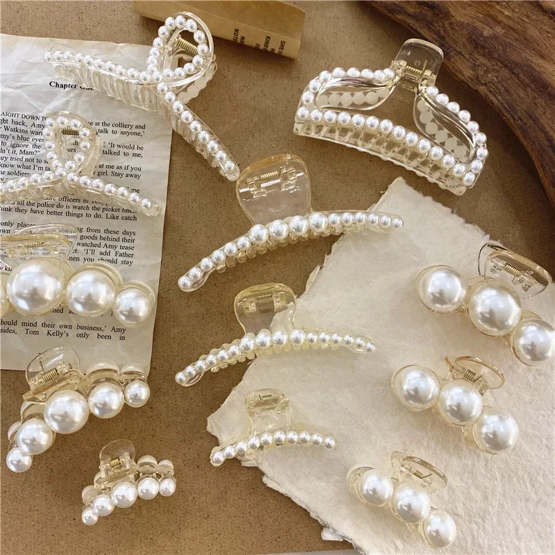 Femlion Pearl Hair Claw Vintage Elegant Princess Headwear Women Hair Accessories