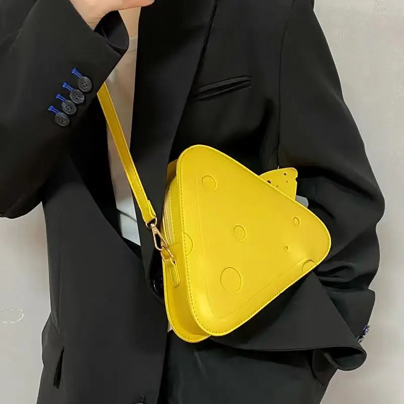 Femlion Cheese Shape Handbag: Fashionable Yellow Shoulder Bag for Women's Party Cosplay