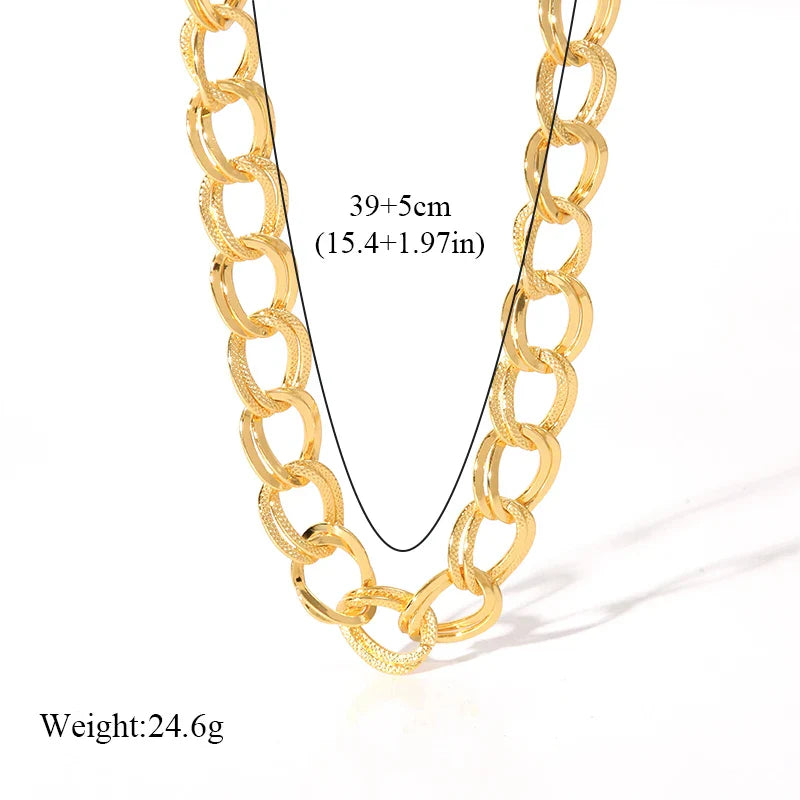 Femlion 18K Gold Plated Stainless Steel Link Chain Necklace, Trendy Waterproof Jewelry Gift.