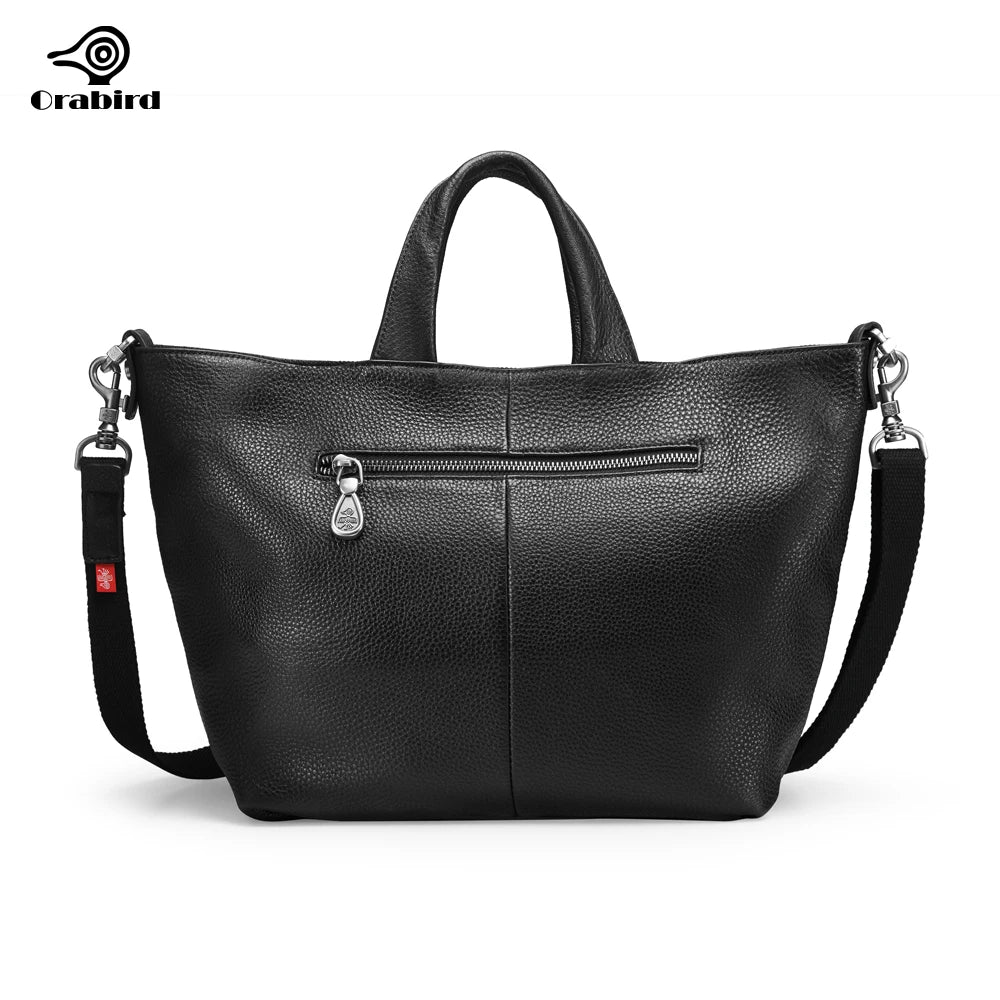 Femlion Genuine Leather Deformation Tote Bag for Women - Large Capacity Luxury Crossbody Handbag