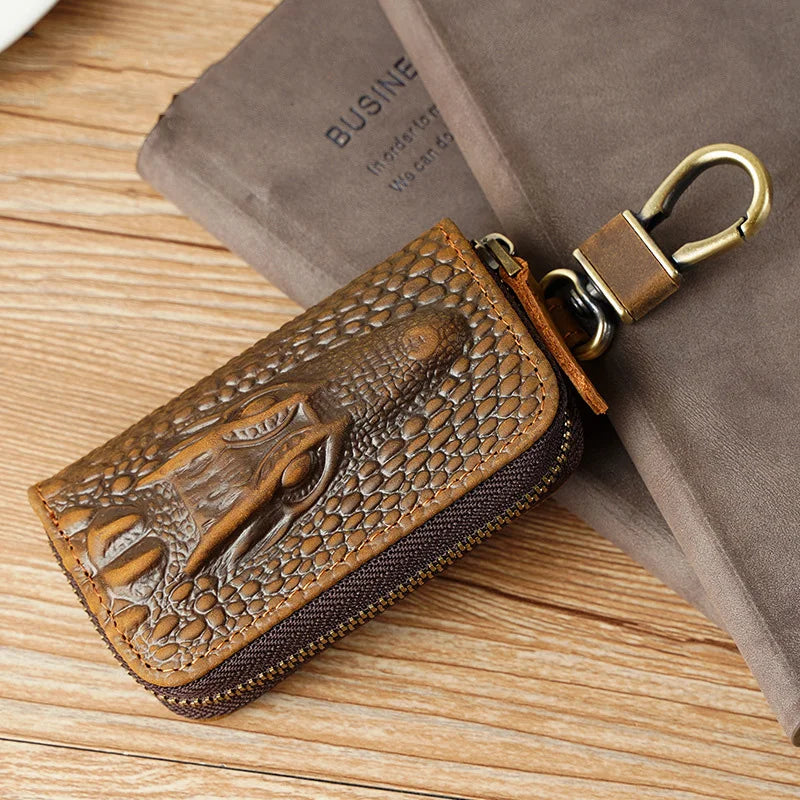 Femlion Genuine Leather Alligator Pattern Key Wallet for Men - Key Holder Case & Key Bag