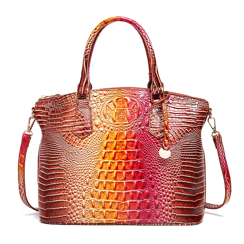 Femlion Retro Alligator Women Handbag in Colorful Crocodile Pattern