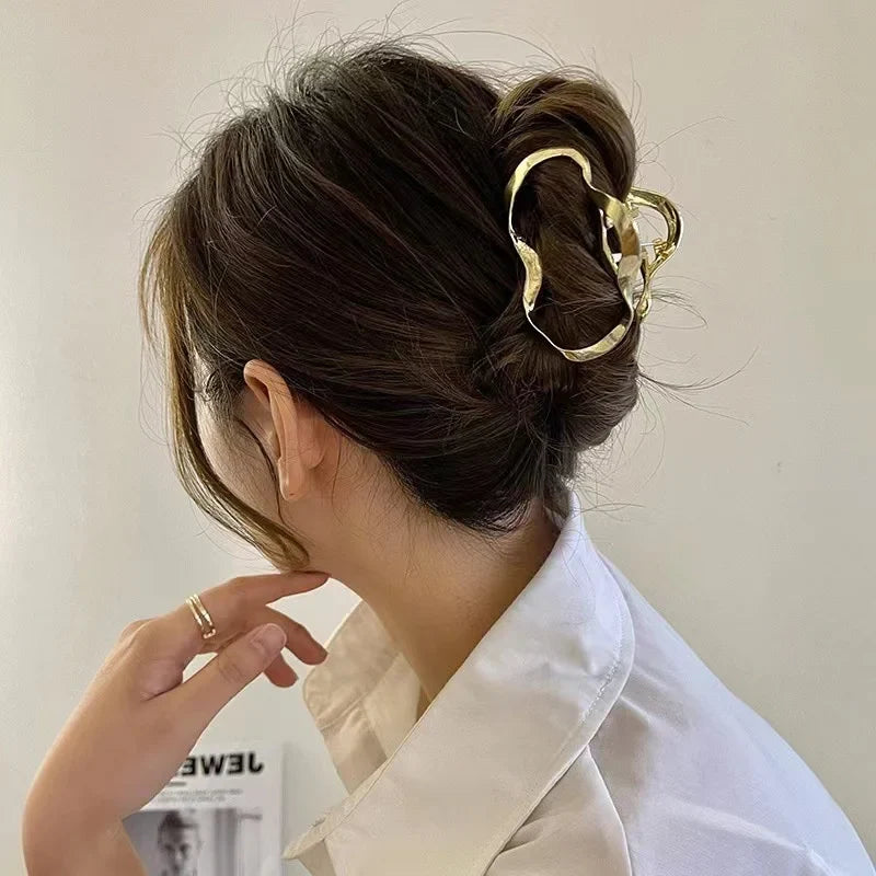 Femlion Gold S-shaped Hair Claw Hairpin Hair Clip Ponytail Hair Accessories Women Girls