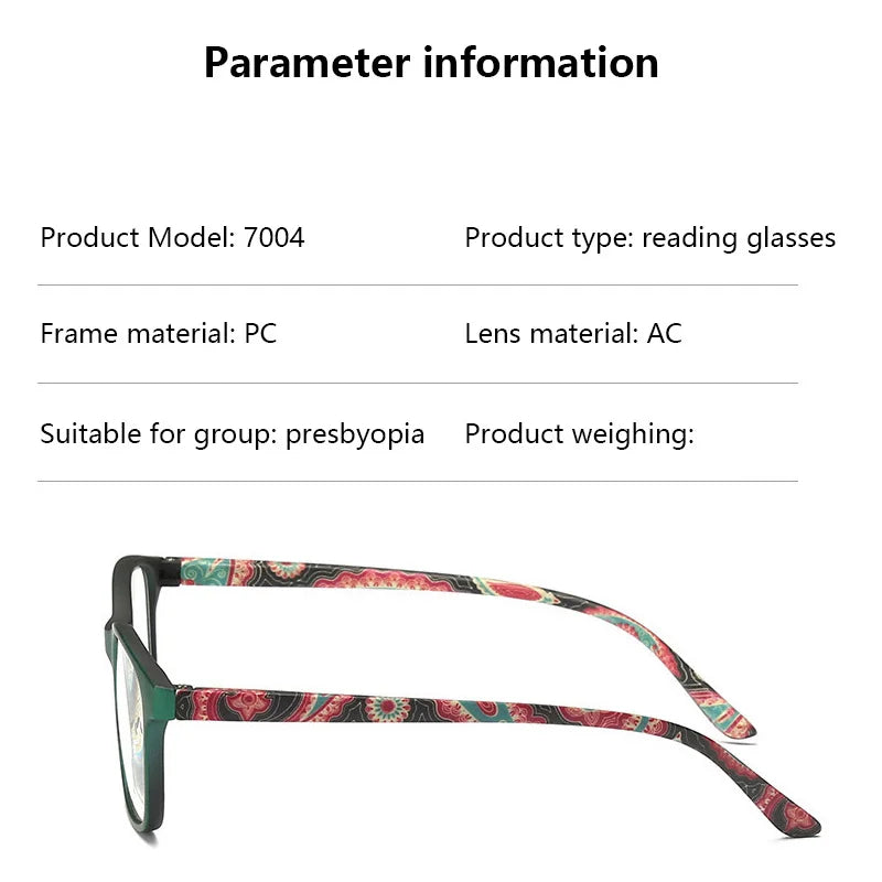 Femlion Flower Print Resin Reading Glasses +1.0~+4.0