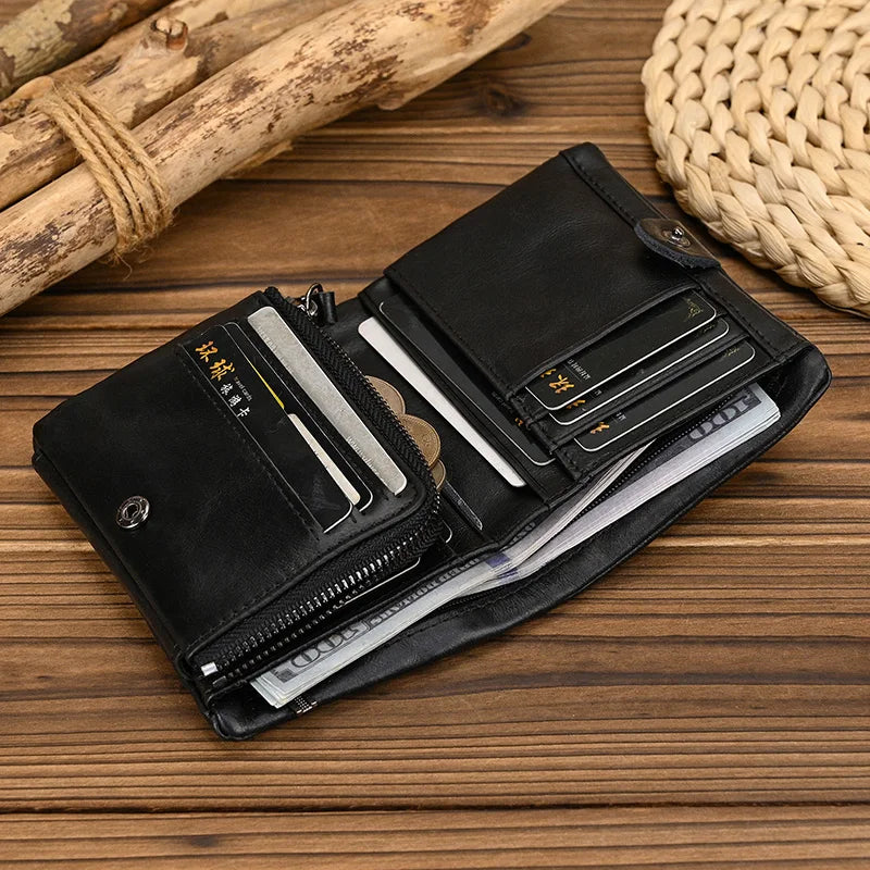 Femlion Men's Genuine Leather Wallet with Card Holder and Coin Pocket