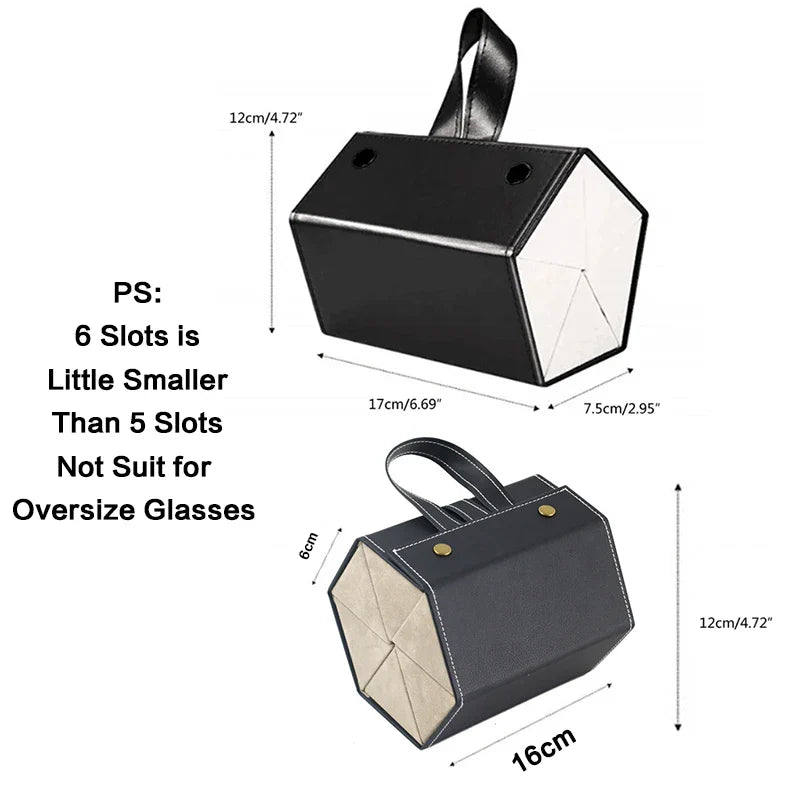 Femlion 6-Slot Sunglasses Organizer & Eyeglasses Storage Case Box.