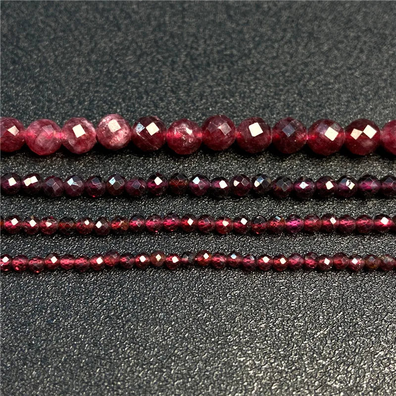 Femlion Garnet Faceted Stone Beads 2/3/6mm Spacer Gem Beads for Jewelry Making