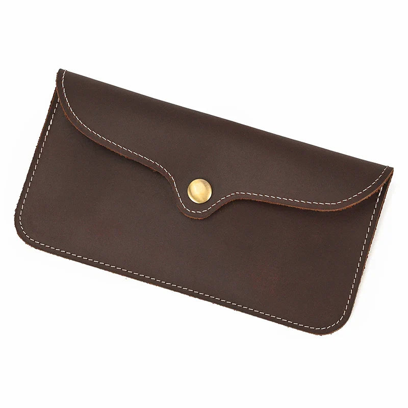 Femlion Leather Envelope Wallet with Card Slot and Phone Pouch for Men and Women