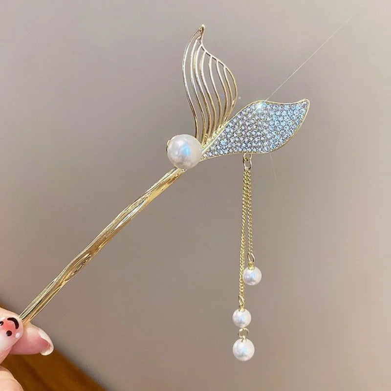 Femlion Elegant Crystal Tassel Hairpins for Women - Fashion Hair Accessories