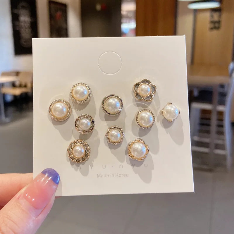 Femlion Cute Enamel Pearl Brooch Pins Set