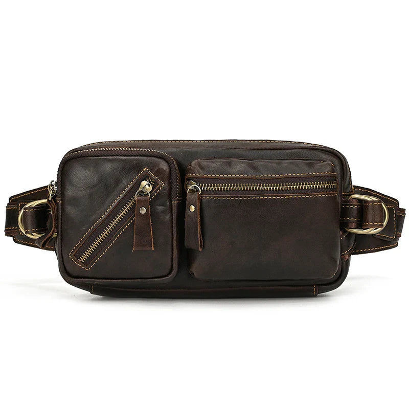 Femlion Dual Use Leather Waist Bag for Men