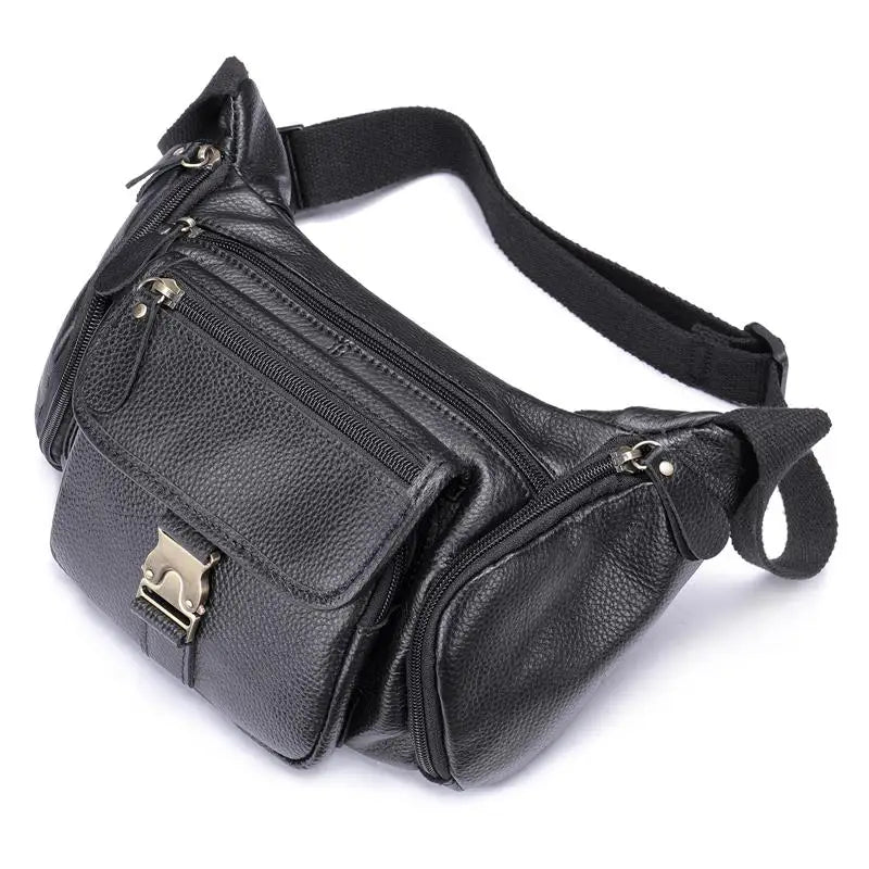 Femlion Luxury Leather Men's Waist Bag with Dual Use Crossbody Design