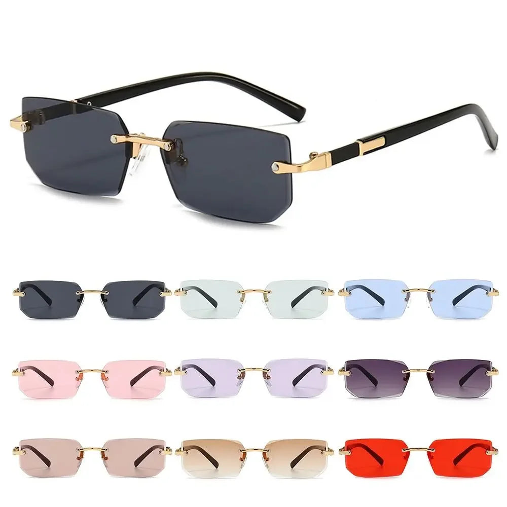 Femlion Classic Small Square Sunglasses for Men Women: Trendy Frameless Sun Glasses