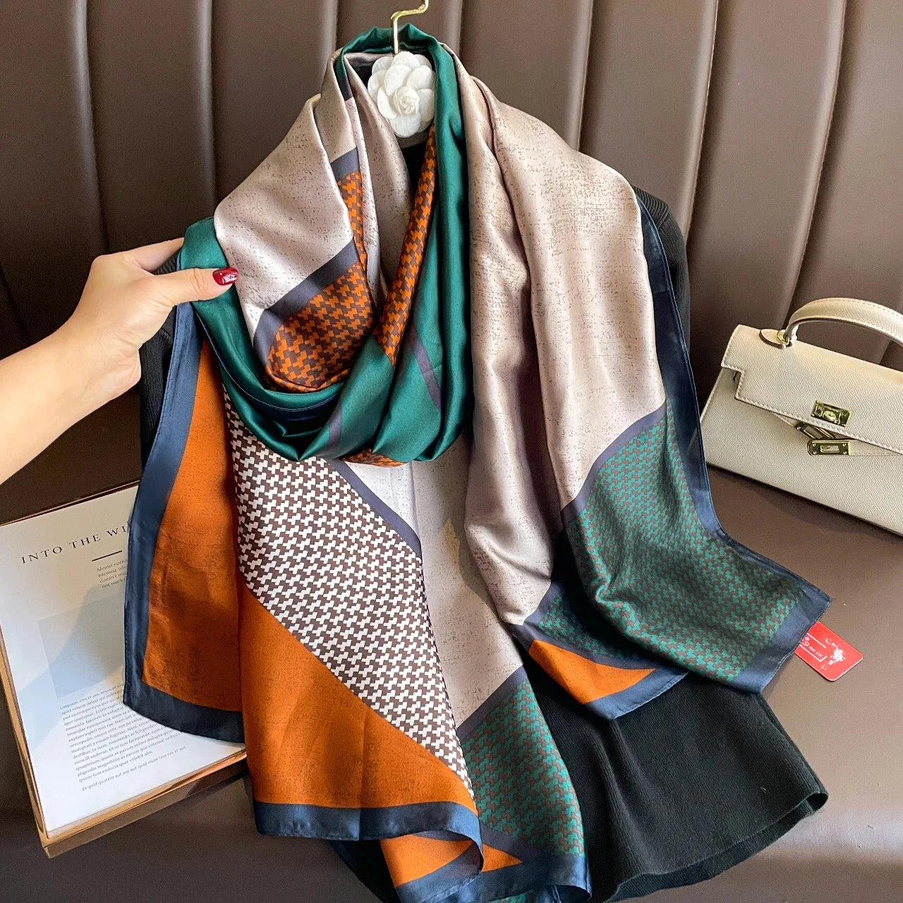2024 Femlion Designer Silk Scarf for Women - Luxury Foulard Hijab Wrap