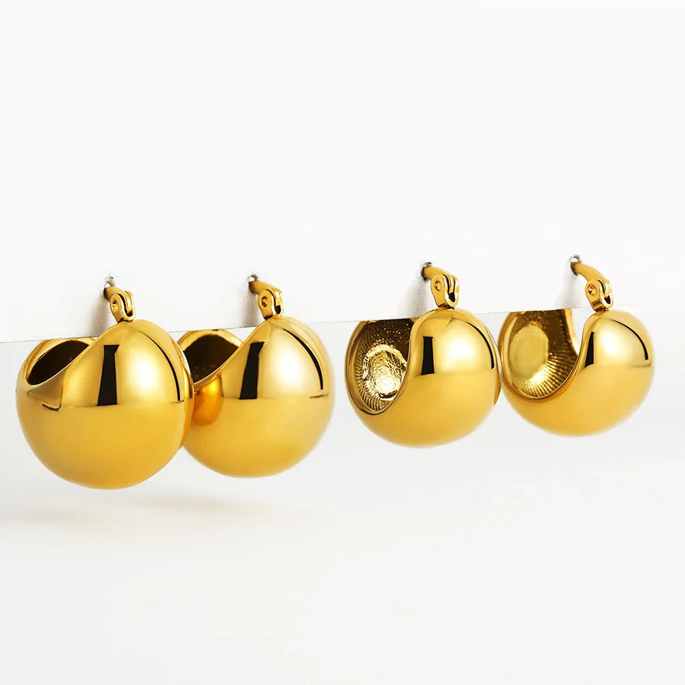 Femlion Chunky Hoop Earrings Set for Women Stainless Steel Vintage Jewelry