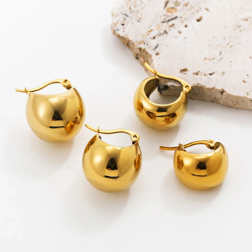 Femlion Chunky Hoop Earrings Set for Women Stainless Steel Vintage Jewelry