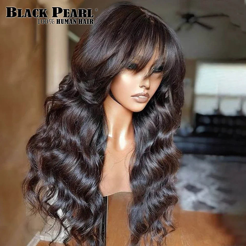 Body Wave Remy Human Hair Lace Front Wig With Bangs by Femlion