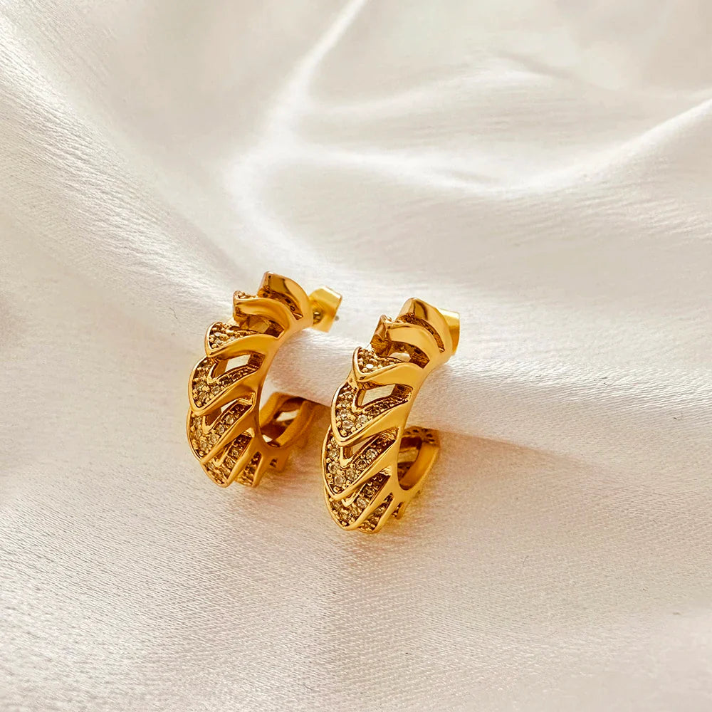 Femlion Gold Plated Mini Arrow Hoop Earrings