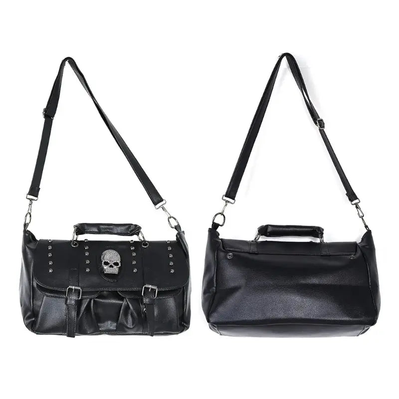 Femlion Skull Tote Bag: Punk Style Pu Leather Shoulder Crossbody Bag