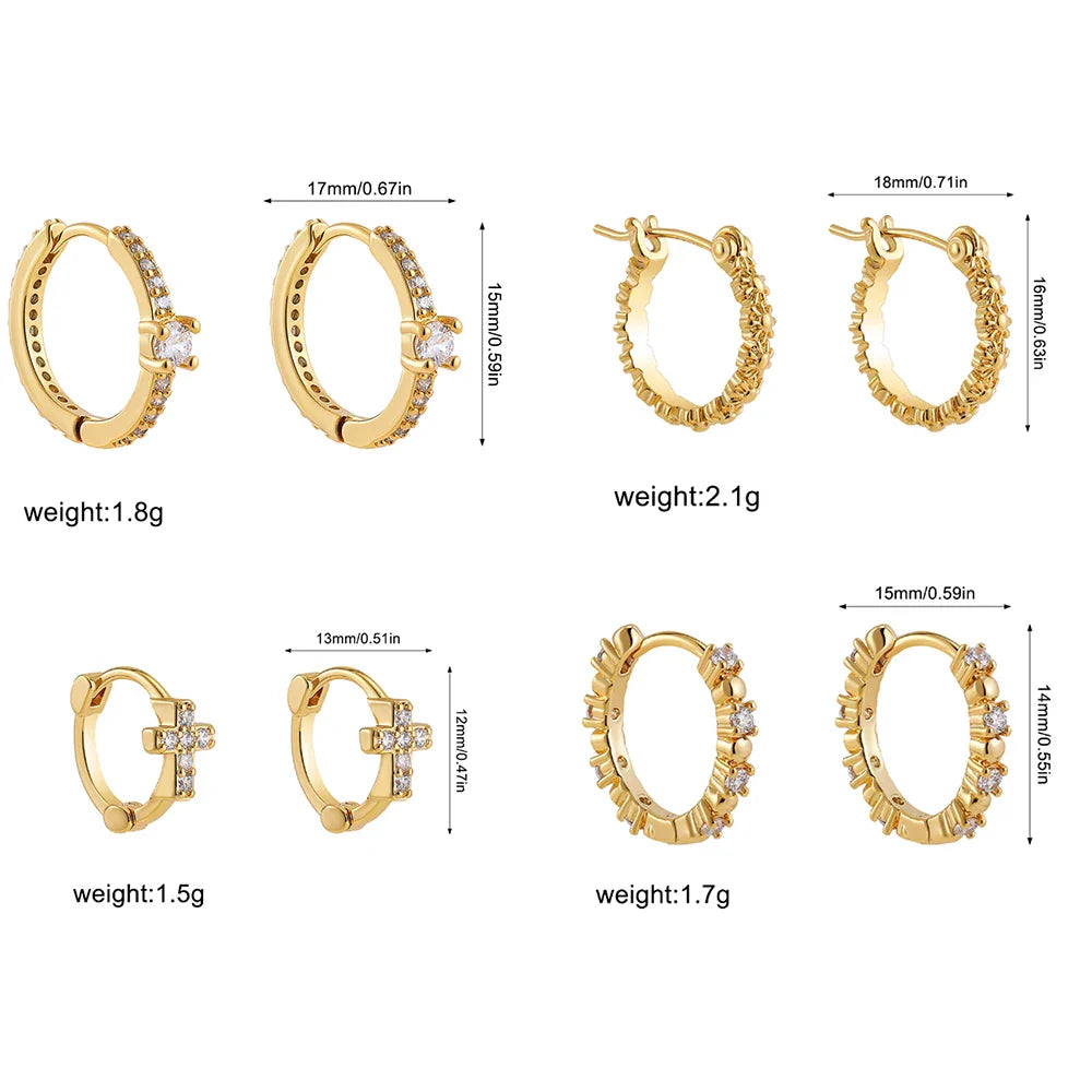 Femlion Mini CZ Zircon Small Hoop Earrings, Gold Plated Party Jewelry