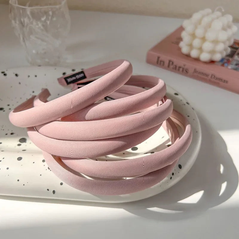 Femlion Thin Pink Satin Headband for Girls & Women - Simple Vintage Hair Hoop