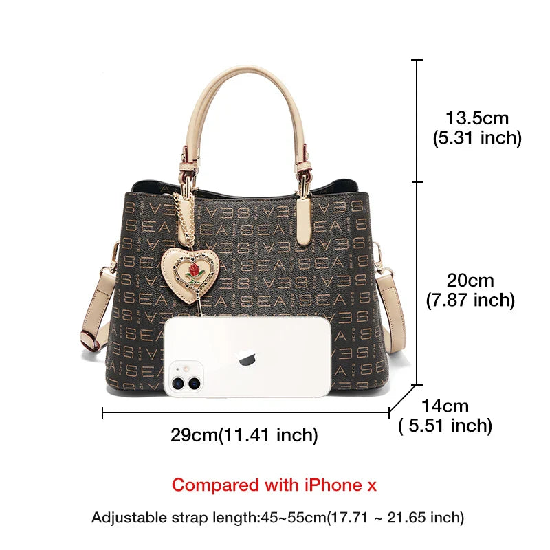 Femlion Stylish PVC Leather Big Capacity Handbag for Women