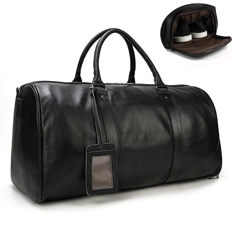 Femlion Waterproof Leather Travel Bag for Men 55cm