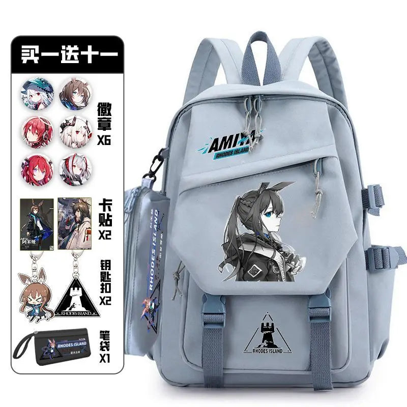 Femlion Pain Pack Badge Backpack for Teens - Waterproof Anime Schoolbag for Girls and Boys