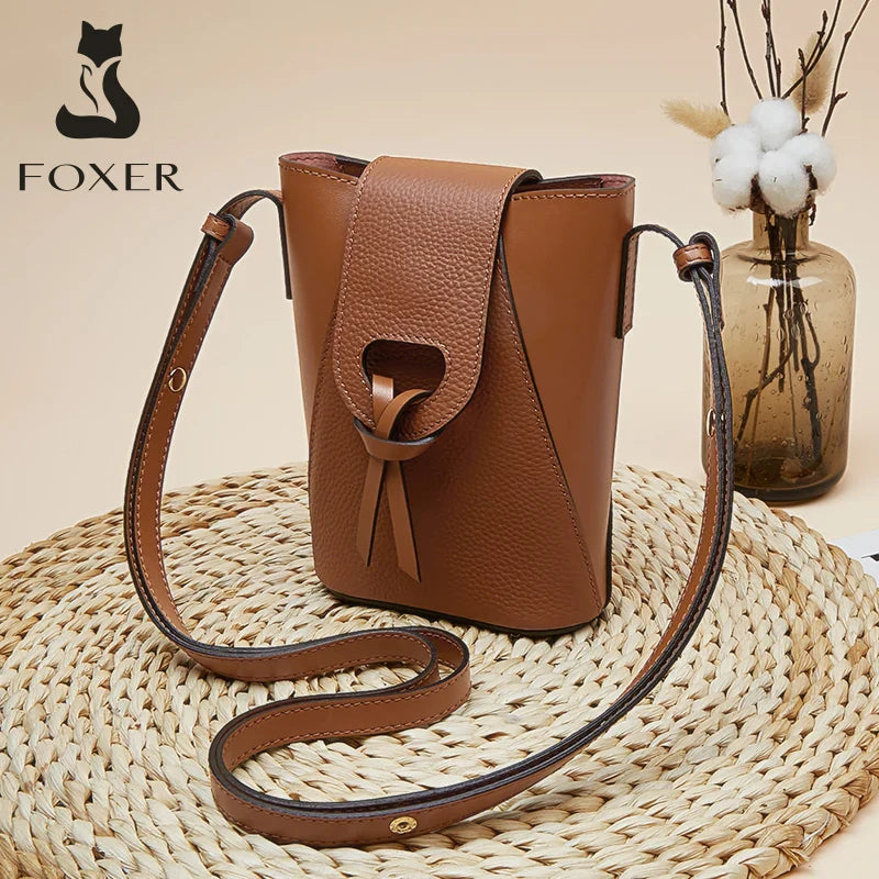 Femlion Mini Phone Bag: Stylish Crossbody in High-Quality Split Leather