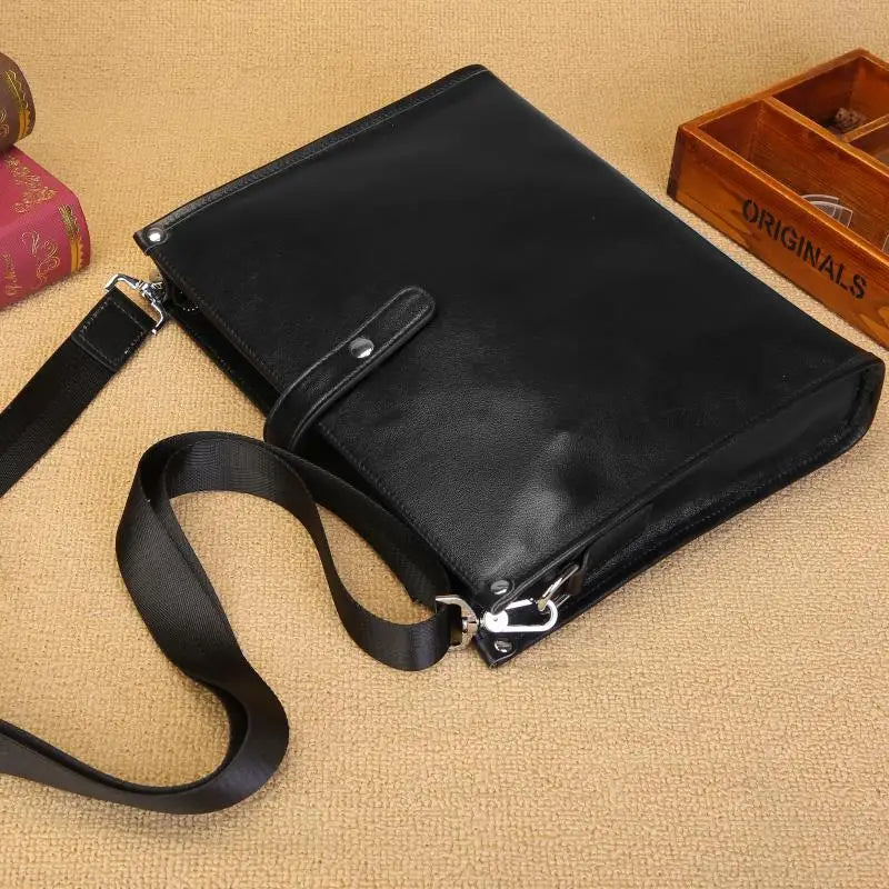 Femlion Men's Genuine Leather Business Envelope Shoulder Bag