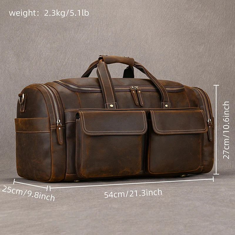 Femlion Genuine Leather Travel Duffle Bag for Men: Stylish & Durable Luggage for Travel & Business