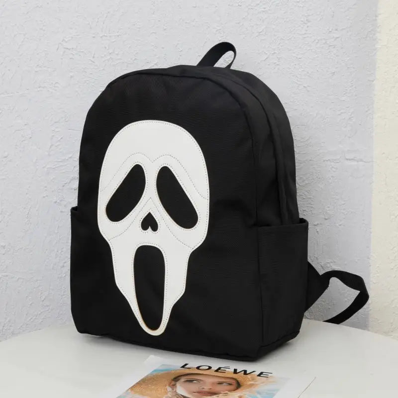 Femlion Black Skull Ghost Backpack: Cute Halloween Designer Rucksack