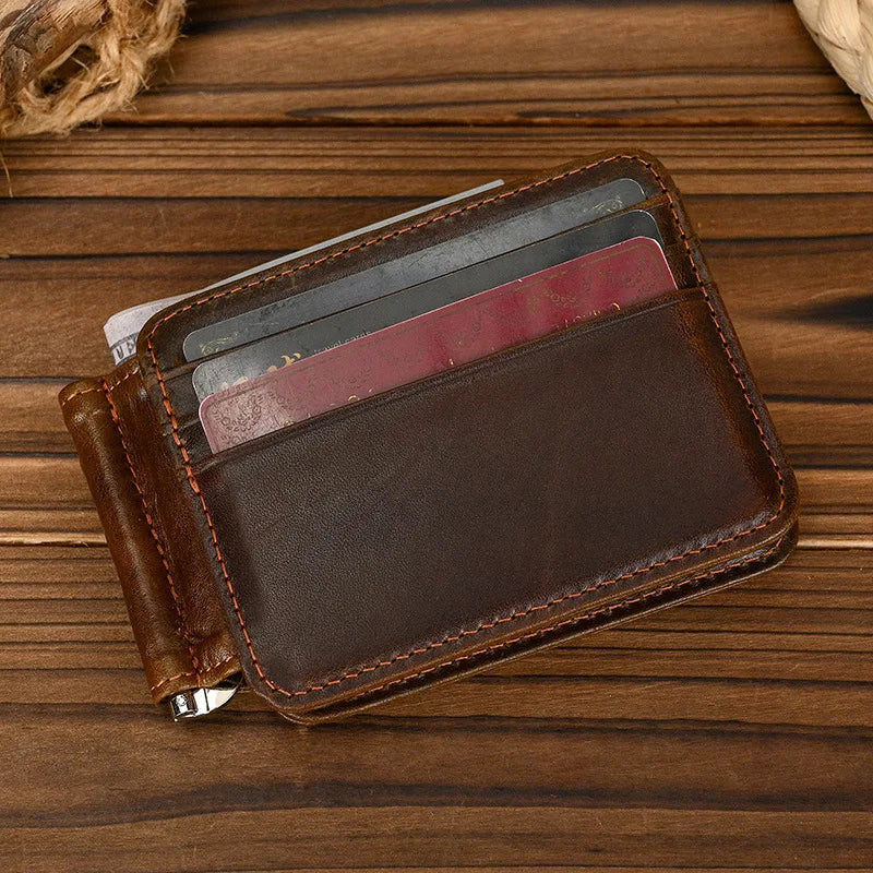 Femlion Leather Money Clip Purse: Stylish Cash Clip Wallet for Men and Women